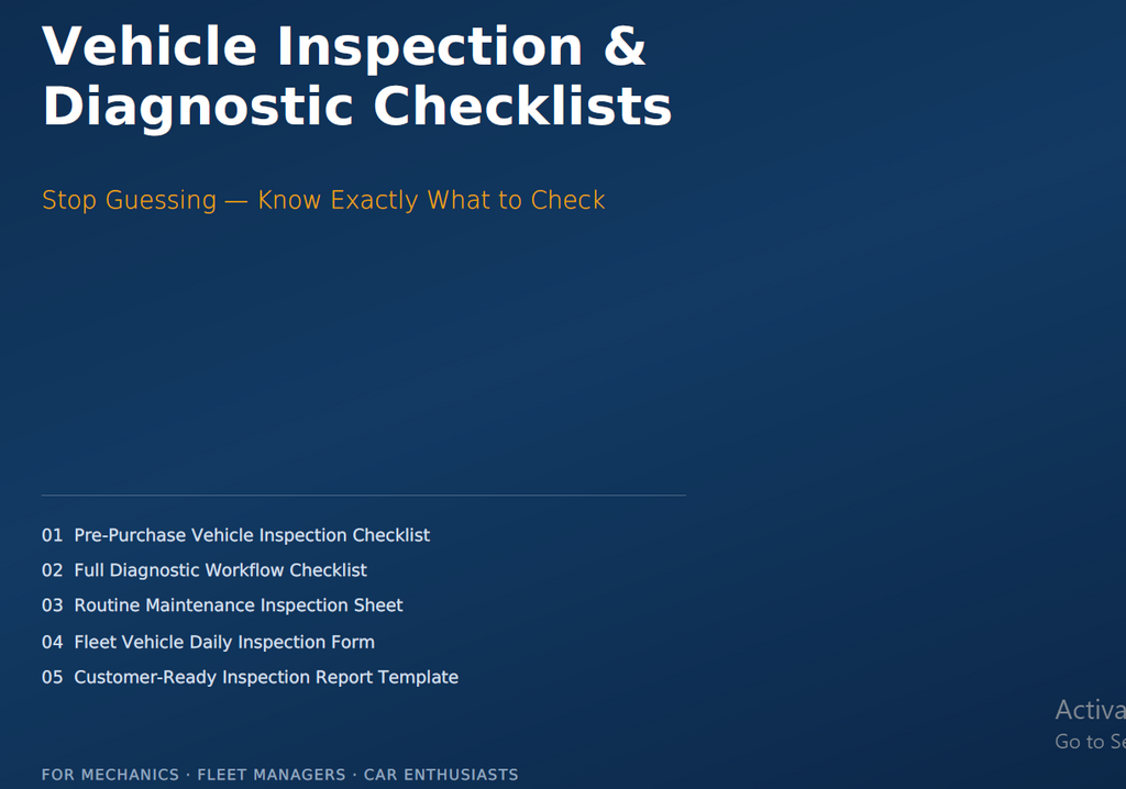 Vehicle Inspection & Diagnostic Checklists