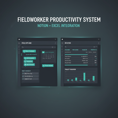Notion and Excel Productivity Systems for Field Workers digital product cover